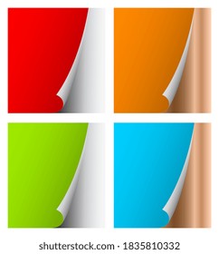 colored page paper curled template