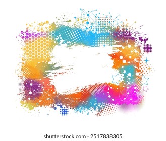 colored paint blots frame. hand drawn. Not AI, Vector illustration.
