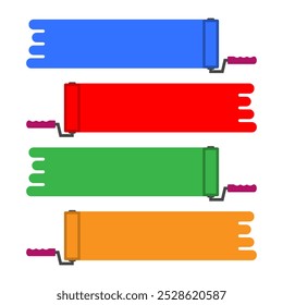 Listras de rolos de tinta coloridas. Ilustração vetorial.
