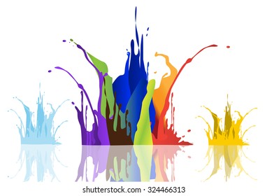 Colored paint splashes isolated on white background ,vector illustrations