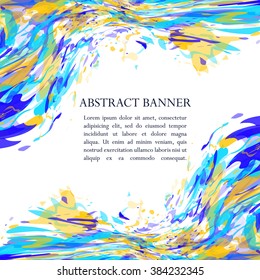Colored paint splashes isolated on white background with place for your text.