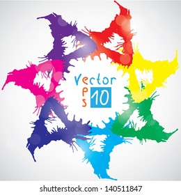 Colored paint splashes on abstract background