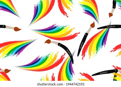 colored paint strokes with an art brush in the shape of a rainbow.vector illustration.seamless pattern