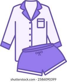 Colored Pajama Icon. Vector Illustration. Nightgown and Shorts. Women's Underwear for Sleep. Fashion and Clothing Concept
