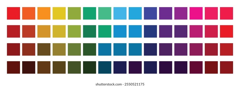 Colored palette design.Big colour plate collection.color gradation in square grid,vector illustration