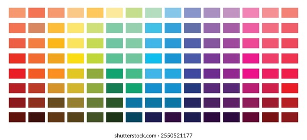 Colored palette design.Big colour plate collection.color gradation in square grid,vector illustration