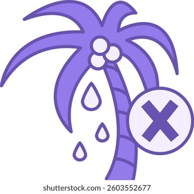 Colored Palm Oil Free Icon. Vector Illustration. Palm Oil Free Product. Label for Packaging. Nutrition Concept