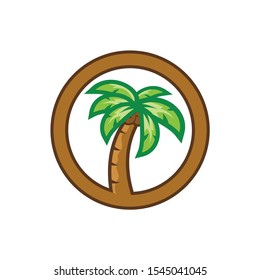 colored palm tree circle vector logo design
