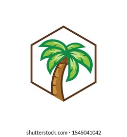 colored palm tree rectangular vector logo design