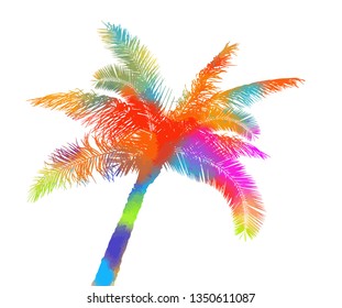Colored palm tree. Vector abstraction