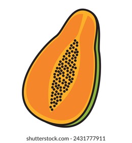 Colored papaya fruit icon Vector illustration