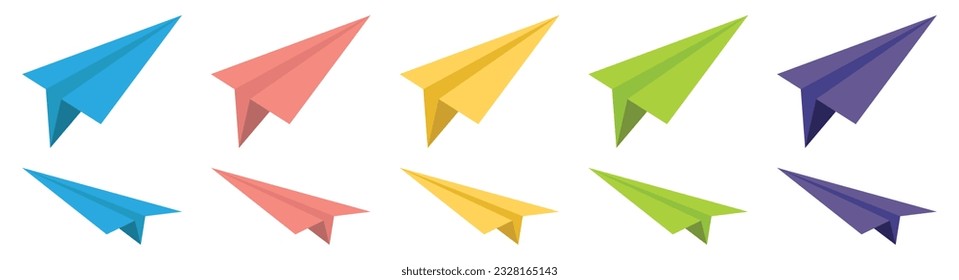 Colored paper airplane collection vector illustration