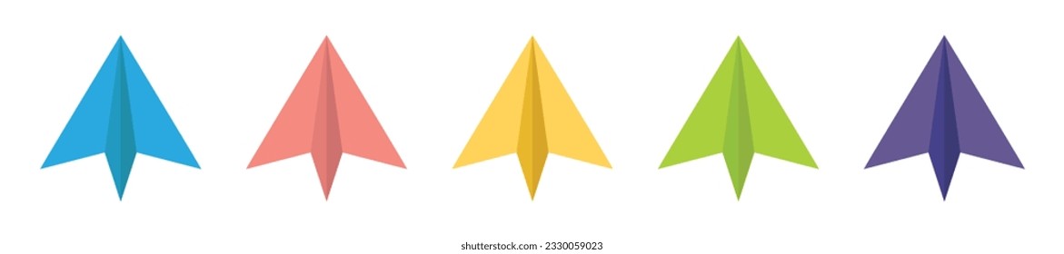 Colored paper airplane collection vector illustration