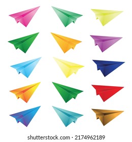 Colored paper airplane icon on white background