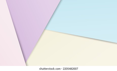 Colored paper background with geometric shapes in pastel yellow, pink, and blue colours