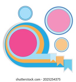 Colored paper circles and shadows on a white background