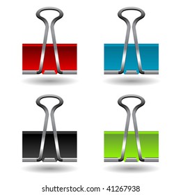 Colored paper clips isolated over white background