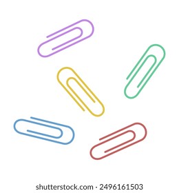 Colored paper clips. Vector illustration.