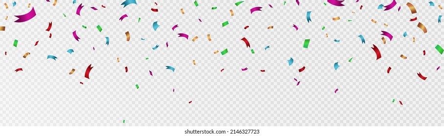 Colored paper confetti. Surprise birthday party decor, carnival flying serpentine for christmas party and decoration.
