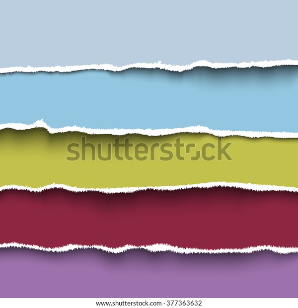 Colored paper headers. Vector design elements -\
multi colored paper with ripped edges. Vector paper stripe for\
scrapbooking with rough edges. Torn paper slices for banner,\
header, divider