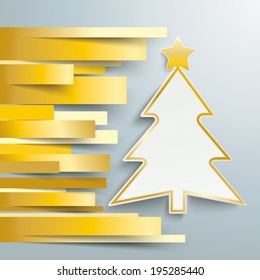 Colored paper lines with christmas tree on the grey background. Eps 10 vector file.