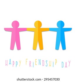 colored paper men day friendship. vector illustration on white b