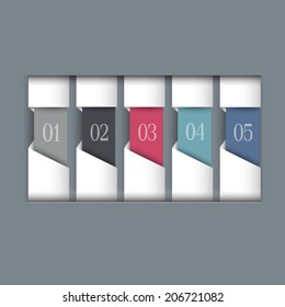  Colored paper numbered banners. Vector design template 