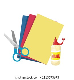 colored paper, scissors, glue