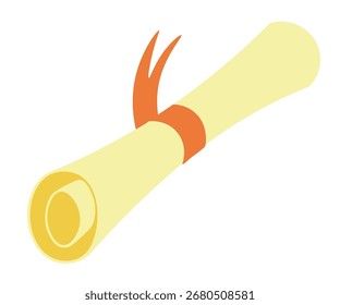 colored paper scroll with red ribbon in doodle style in vector. elements for decor postcard design print sticker poster background