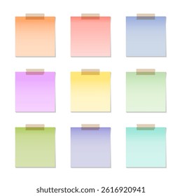 Colored paper stickers set shadowed isolated on white background vector templates