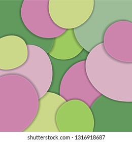 Colored paper waves, 3D abstract, geometric background texture layers of depth in shades of green, yellow, pink. Paper cut style. Vector EPS 10 illustration.
