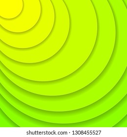 Colored paper waves, abstract, geometric background texture layers of depth in shades of UFO green. Paper cut style. Vector EPS 10 illustration.