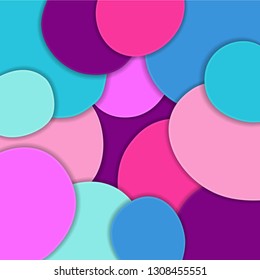Colored paper waves, abstract, geometric background texture layers of depth in shades of blue, purple, pink. Paper cut style. Vector EPS 10 illustration.