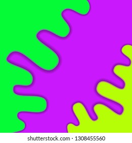 Colored paper waves, abstract, geometric background texture layers of depth in shades of purple, UFO green, yellow. Paper cut style. Vector EPS 10 illustration.