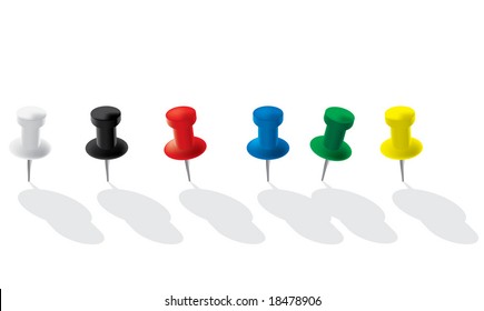 Colored paperclips isolated on white background. Vector illustration.