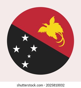 Colored Papua New Guinea flag. Vector illustration of circle Papua New Guinea flag