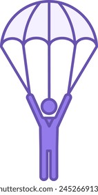 Colored Parachute Icon. Vector Icon of a Man with an Opened Parachute. Skydiving. Extreme Sports and Entertainment