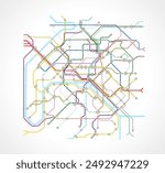 Colored Paris metro map on a white background. Vector illustration
