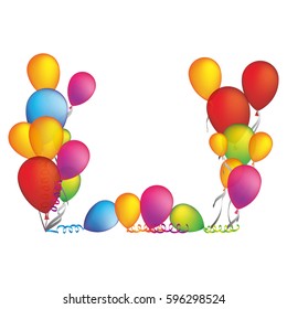 colored party balloon with serpentine icon, vector illustraction design