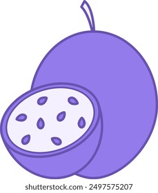 Colored Passionfruit Icon. Vector Icon. Natural and Organic Food. Sweet Dessert. Fruit Concept