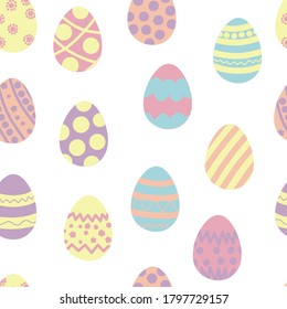 colored pastel vector seamless pattern from decorated eggs. drawing of eggs for the Easter holiday. Christian celebration concept