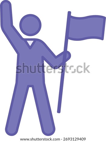 Colored Patriotism Icon. Vector Illustration. Man with a Flag, Patriot. Love for One's Country, Pride in It, and Willingness to Act in Its Interests. Election Concept