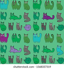 colored pattern with funny little cats vector image background