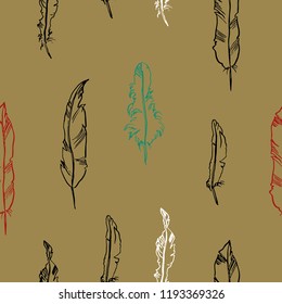 colored pattern with lined plumage on ochra bacground