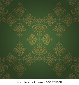 Colored patterns antique. Ornament in orange, green and blue colors. Vector seamless background.