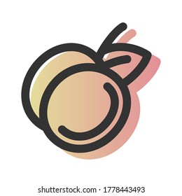Colored Peach icon vector design. Concept for farmers market, organic food, grocery store. Natural product, fresh. Eps10 vector illustration.