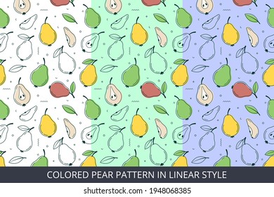 Colored Pear Pattern in Linear Style