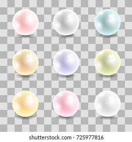 Colored Pearl Set Isolated on Checkered Background
