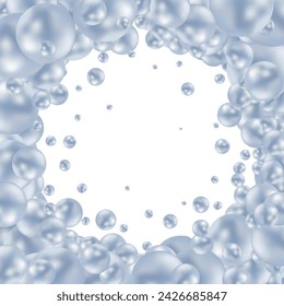 Colored pearls. Abstract vector background. Blue photoframe.