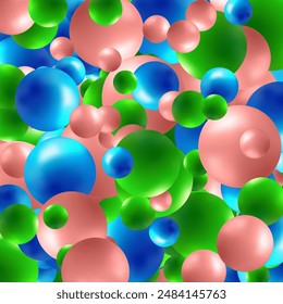 Colored pearls. Abstract vector background. Pink, blue,  green  balls.